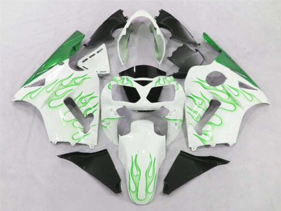 Fairing kit for a KAWASAKI NINJA ZX12R (2002-2006) White & Green Flames