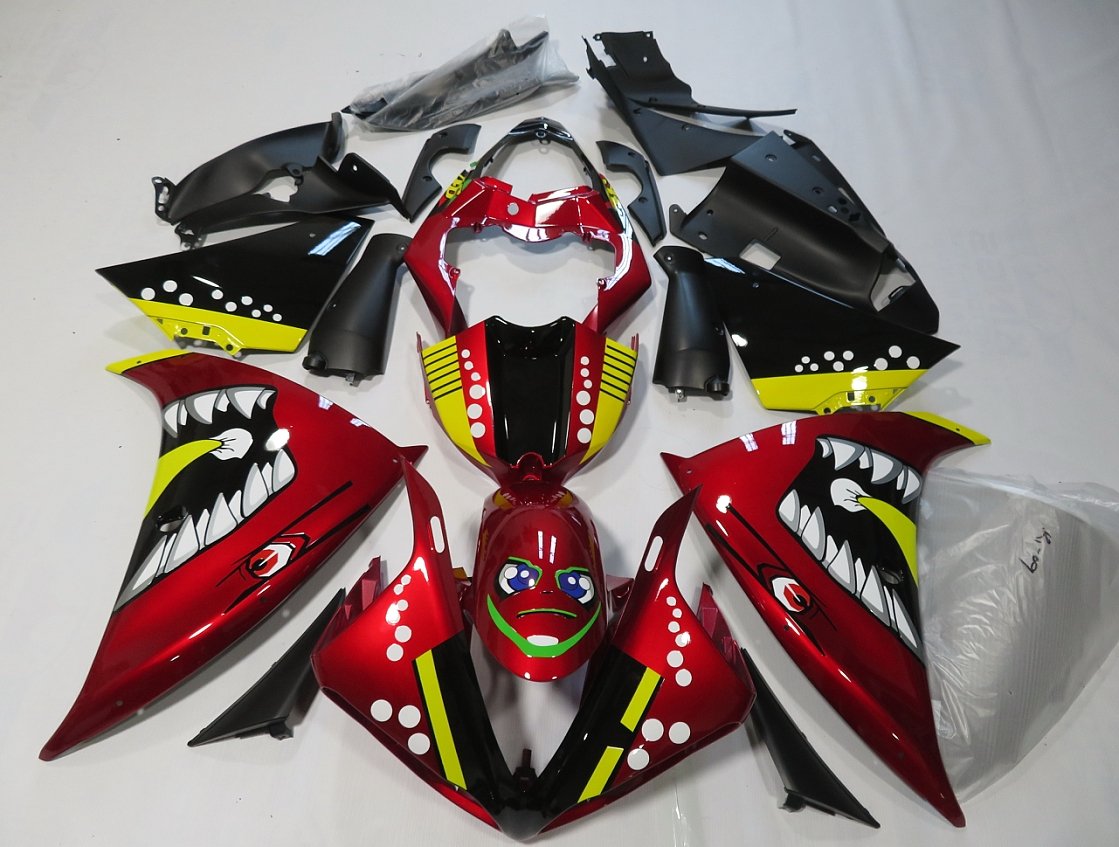 Yamaha YZF-R1 (2009-2011) Candy Red, Black, Yellow & White Shark Fairings