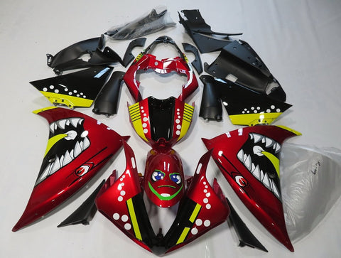 Yamaha YZF-R1 (2009-2011) Candy Red, Black, Yellow & White Shark Fairings