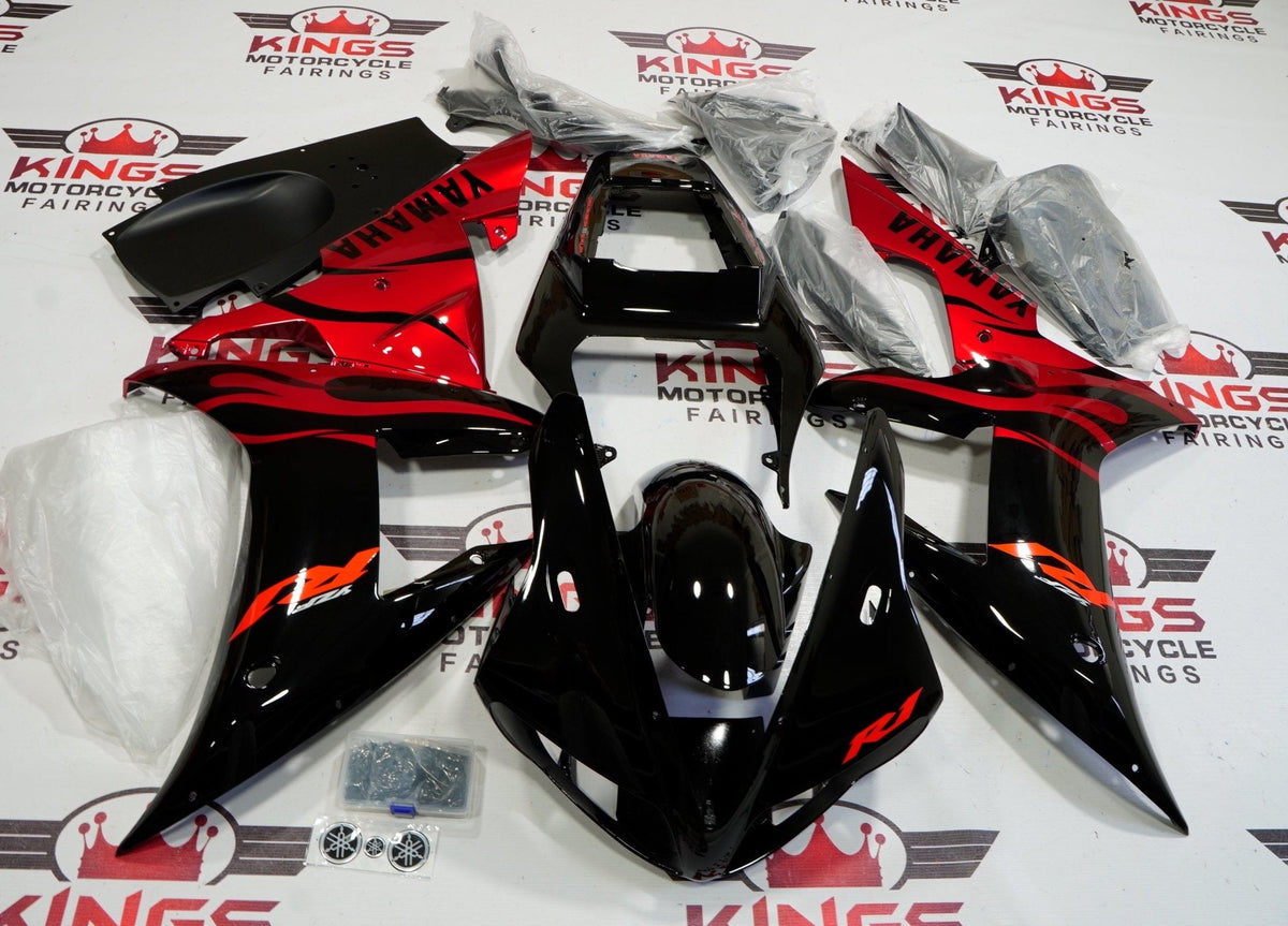 Yamaha YZF-R1 (2002-2003) Black & Red Flame Fairings