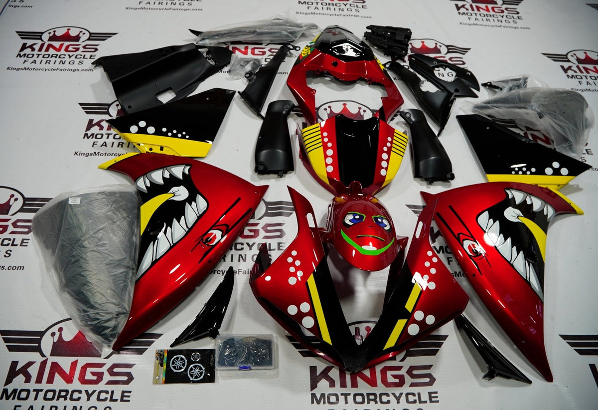 Yamaha YZF-R1 (2009-2011) Candy Red, Black, Yellow & White Shark Fairings