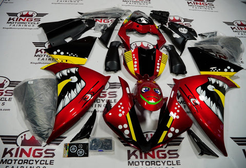 Yamaha YZF-R1 (2009-2011) Candy Red, Black, Yellow & White Shark Fairings