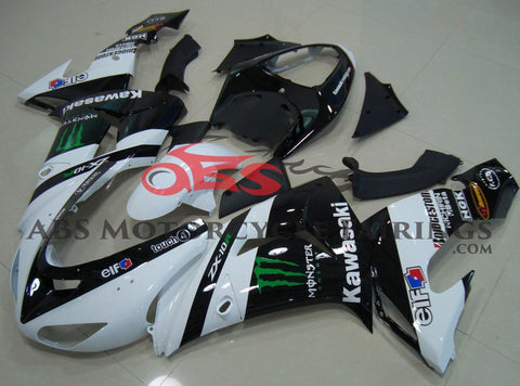 Fairing kit for a Kawasaki ZX10R (2006-2007) White & Black Monster Energy