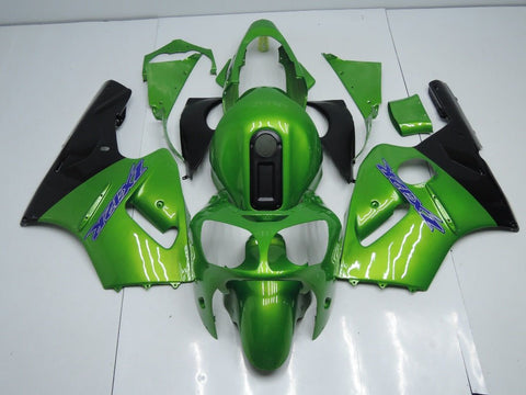 Fairing kit for a Kawasaki Ninja ZX12R (2000-2001) Green, Matte Black & Blue