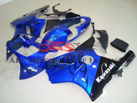 Fairing kit for a KAWASAKI NINJA ZX12R (2002-2006) BLUE & BLACK FLAMES