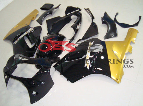 Fairing kit for a Kawasaki Ninja ZX12R (2000-2001) Black, Gold & White