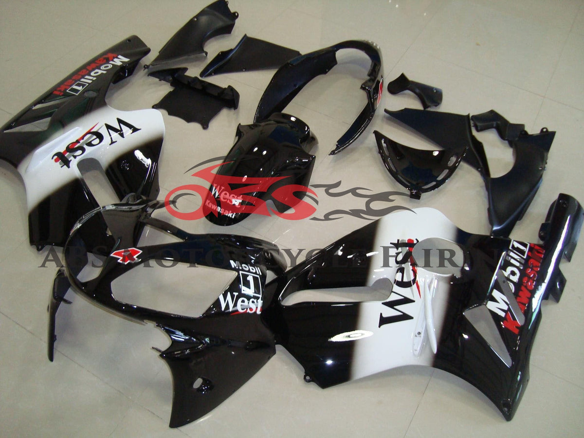 Fairing kit for a KAWASAKI NINJA ZX12R (2002-2006) BLACK, WHITE & RED WEST MOBIL