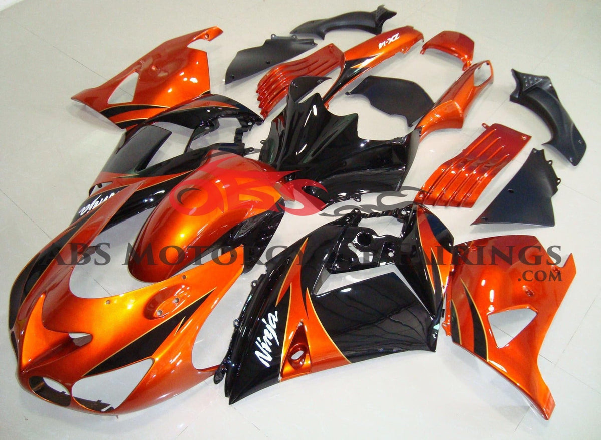 Fairing kit for a Kawasaki Ninja ZX14R (2006-2011) Orange & Black