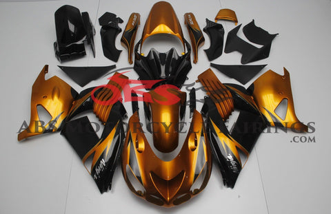 Fairing kit for a Kawasaki Ninja ZX14R (2006-2011) Gold Orange & Black