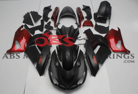 Fairing kit for a Kawasaki Ninja ZX14R (2006-2011) Matte Black & Candy Apple Red