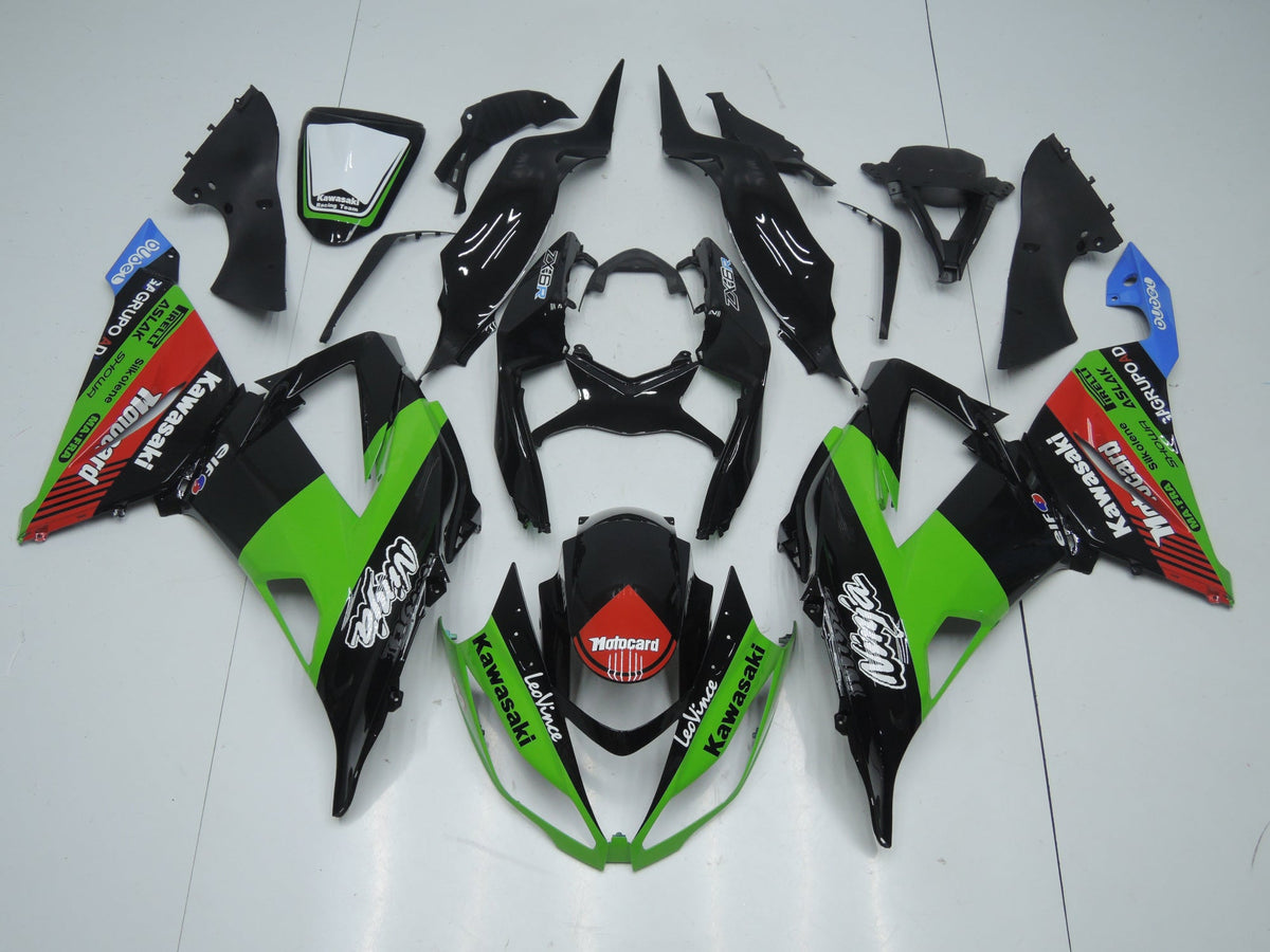 Fairing kit for a Kawasaki ZX6R 636 (2013-2018) Black, Green, Red & Blue Motocard