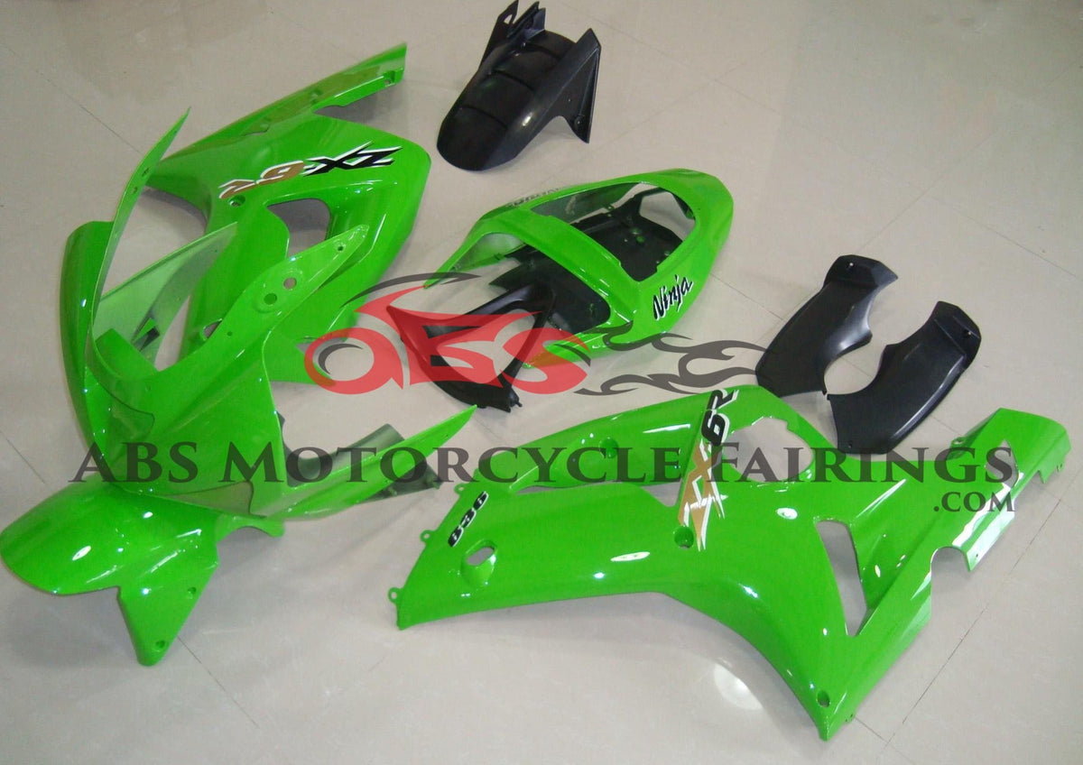 Fairing kit for a Kawasaki ZX6R 636 (2003-2004) Green