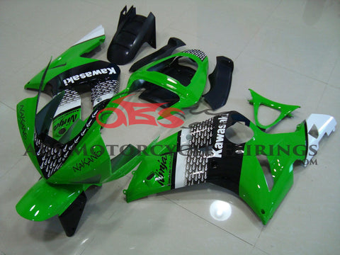 Fairing kit for a Kawasaki ZX6R 636 (2003-2004) Green, Black & White Nakano