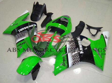 Fairing kit for a Kawasaki ZX6R 636 (2003-2004) Green, Black & White Nakano