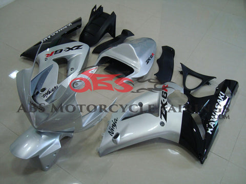 Fairing kit for a Kawasaki ZX6R 636 (2003-2004) Silver & Black