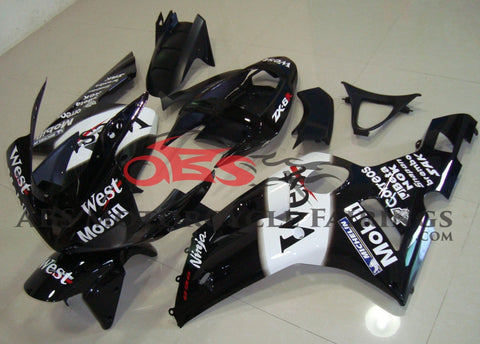 Fairing kit for a Kawasaki ZX6R 636 (2003-2004) Black & White West