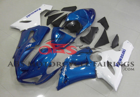 Fairing kit for a Kawasaki ZX6R 636 (2005-2006) Blue & White