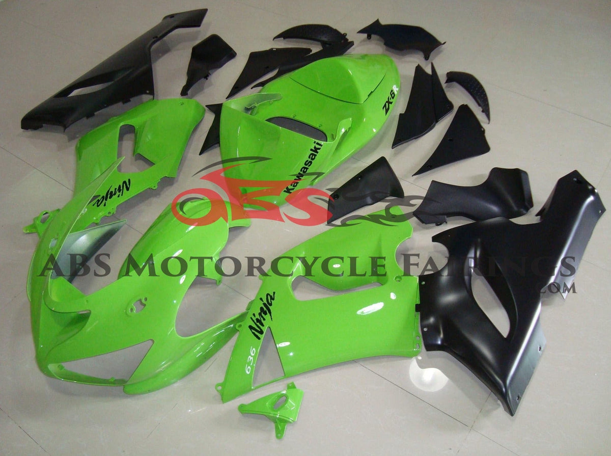 Fairing kit for a Kawasaki ZX6R 636 (2005-2006) Green & Black