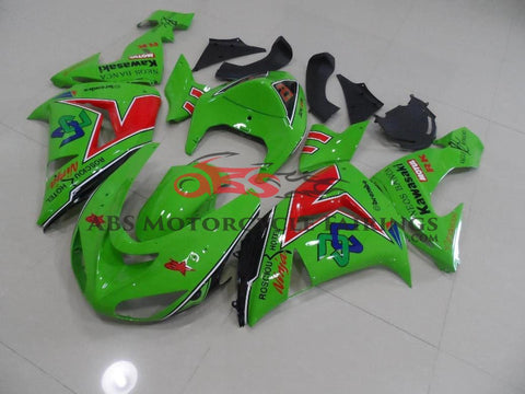 Fairing kit for a Kawasaki ZX6R 636 (2005-2006) Green & Red Neos Banca