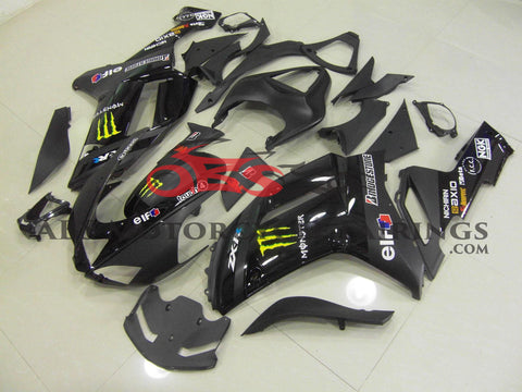 Fairing kit for a Kawasaki Ninja ZX6R 636 (2007-2008) Black Monster Energy