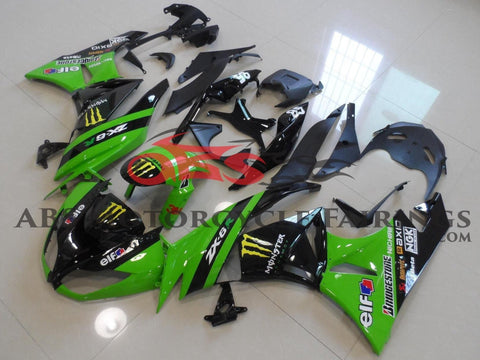 Fairing kit for a Kawasaki Ninja ZX6R 636 (2009-2012) Green & Black Monster Energy