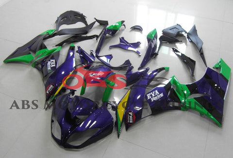 Fairing kit for a Kawasaki Ninja ZX6R 636 (2009-2012) Purple & Green EVA