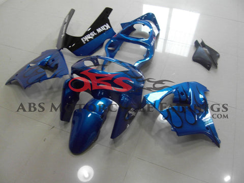 Fairing Kit for a Kawasaki ZX-9R (1998-1999) Blue & Black Flames