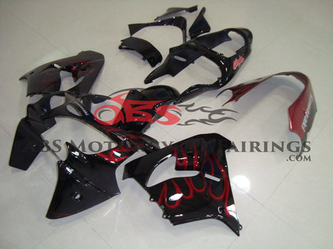 Fairing Kit for a Kawasaki ZX-9R (2000-2001) Candy Apple Red Flames & Black