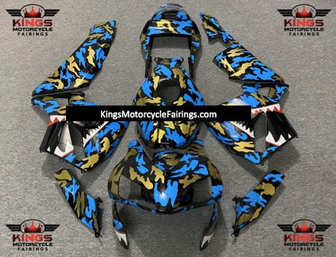 Honda CBR600RR (2003-2004) Blue, Black & Gold Camouflage Shark Fairings