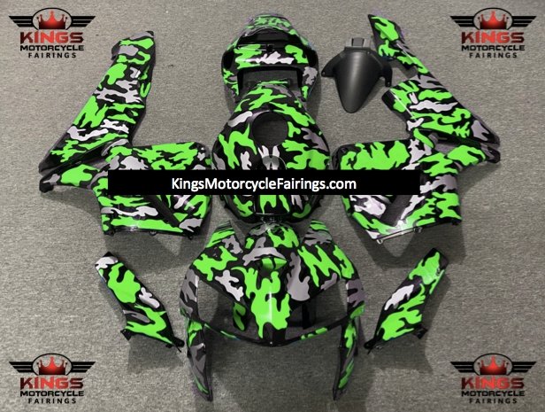 Honda CBR600RR (2005-2006) Black, Silver & Green Camouflage Fairings