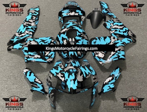 Honda CBR600RR (2005-2006) Black, Silver & Soft Blue Camouflage Fairings