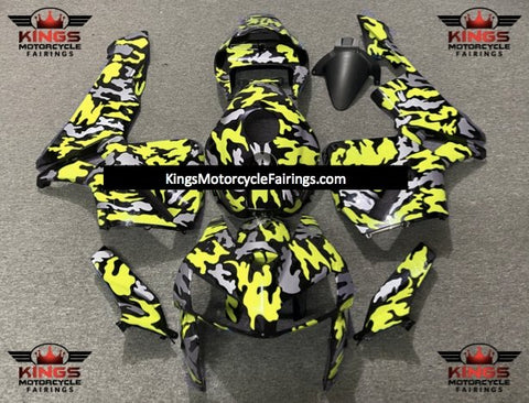 Honda CBR600RR (2005-2006) Black, Silver & Yellow Camouflage Fairings