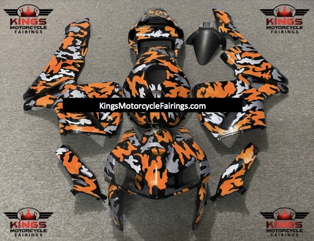 Honda CBR600RR (2005-2006) Black, Silver & Orange Camouflage Fairings