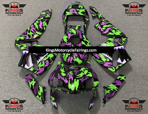 Honda CBR600RR (2003-2004) Purple, Black & Green Camouflage Shark Fairings