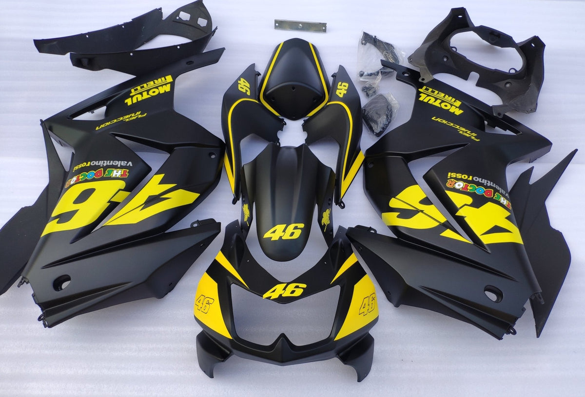 Fairing kit for a Kawasaki Ninja 250R (2008-2013) Matte Black & Yellow #46